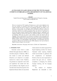 High school, secondary school, academy. Doc An English Syllabus Design For The Tenth Grade Students Of Broadcasting Department Of Vocational School Kurniati Hartono Academia Edu
