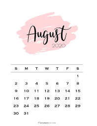Cute Free Printable August 2021 Calendar Saturdaygift In 2020 Calendar Wallpaper Calendar Template 2020 Calendar Template