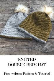 Knitted Double Brim Hat Free Written Pattern And Tutorial Knitting Patterns Free Hats Knitted Hats Hat Knitting Patterns