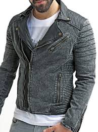 Mens Vintage Sheepskin Leather Denim Biker Jacket Black In 2020 Denim Biker Jacket Leather Denim Denim Jacket Outfit