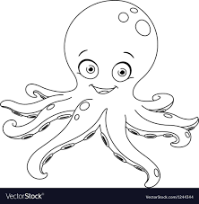 Outlined Octopus Vector Image On Vectorstock Octopus Colors Octopus Drawing Octopus Coloring Page