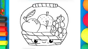 Fruit coloring pages are a delicious way to teach your kids their fruits. Fruit Basket Drawing Printable Cocoe