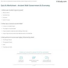 Only true fans will be able to answer all 50 halloween trivia questions correctly. Quiz Worksheet Ancient Mali Government Economy Study Com