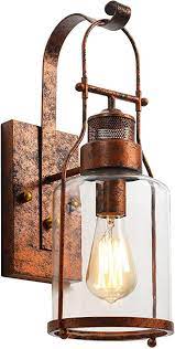You can find varying degrees of rustic charm across the collection of wall lights, allowing you to select rustic wall lights by maxim lighting carry a style that conjures visions of lanterns lighting the way. Lightess Clear Glass Sconces Rustic Farmhouse Wall Lights Antique Rust Wall Lamp Red Copper For Barn Kitchen Bedroom Dys570 Amazon Com