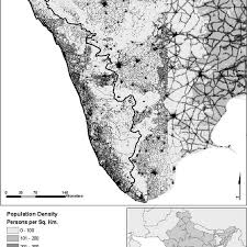 The neighboring states of kerala are karnataka in the north and tamil nadu sharing the border with the rest of kerala. Population Distribution Map Of Kerala State India Derived From Download Scientific Diagram