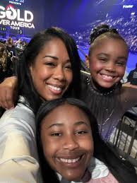 Our gymnastics loving girls got to see some amazing gymnastics last night  with their favs Simone Biles and Jordan Chiles at the Gold Over America  Tour. And ofcourse Maya Rose had to