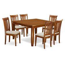 The twisted legs add a unique touch to the otherwise minimalist design. Pfpo7 Sbr C 7 Pc Dining Set Square Dining Table With Leaf And 6 Dining Chairs