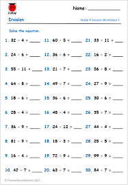 Apply the division rule to the input column to complete the output column. Grade 4 Division Worksheets Free Worksheets Printables