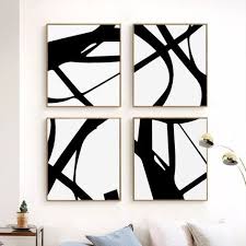 Black White Print Set Of 4 Wall Art Abstract Lines Black Etsy Modern Art Prints Modern Art Prints Artworks Wall Art Living Room