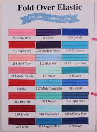 color chart of 5 8 solid fold over elastic 91 colors shiny