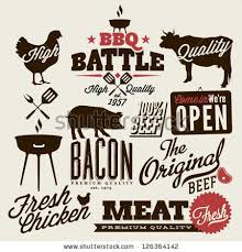 Vintage Bbq Grill Elements Typographical Design Stock Vector 126364142 Shutterstock Barbeque Design Bbq Pig Bbq Decorations