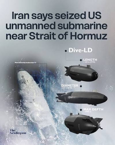 Iran's Islamic Revolutionary Guard Corps (IRGC) said Tuesday that its  forces had intercepted and seized a US unmanned submarine at the entrance  to the Strait of Hormuz, with Iranian state media suggesting
