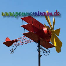 Roter Baron Windspiel Windrad Gartenstecker Flugzeug Doppeldecker Windspiele Windrad Wind Spinners