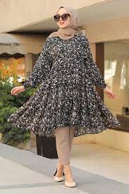Neva Style Cicek Desenli Siyah Tesettur Tunik 44930s Tesetturisland Com Moda Stilleri Mutevazi Kiyafetler Giyim