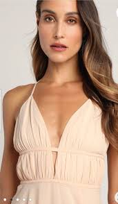 Lulu's Dress Love and Dreams Pale Blush Sleeveless Empire Waist Maxi Medium