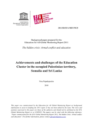 Achievements And Challenges Of The Education Cluster In The Occupied Palestinian Territory Somalia And Sri Lanka Unesco Digital Library