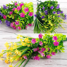 Cheap plastic flowers for outside. Buy Ageomet 9pcs Artificial Flowers Outdoor Uv Resistant Shrubs Plants Outdoor Fake Flowers Plastic Silk Flowers For Outside Garden Window Box Indoor Hanging Planter Decor Online In Vietnam B07qft66tr