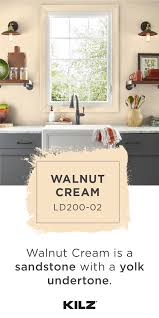 Kilz Complete Coat Paint Primer In One In Walnut Cream Completes The Modern Farmhouse Style Of This Kitchen Kitchen Wall Colors Room Paint Colors Interior