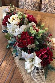 Poinsettia And Floral Garland Christmas Garland Christmas Centerpiece Custom Garland Mantel Garla Christmas Centerpieces Christmas Garland Holiday Garlands