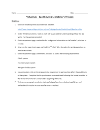 virtual lab equilibrium lechatelier s principle