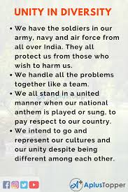 Unity In Diversity Speech Speech On Unity In Diversity For Students And Children In English A Plus Topper