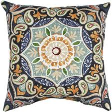 Hampton Bay Fern Medallion Square Outdoor Throw Pillow 7680 04210911 The Home Depot Outdoor Throw Pillows Outdoor Pillows Throw Pillows