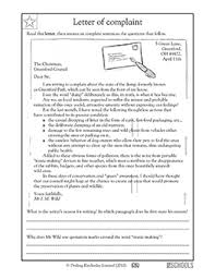 These fifth grade writing prompts are great to . Reading Comprehension Letter Of Complaint 4th Grade Reading Writing Worksheet Greatschools