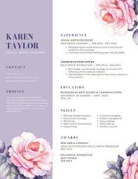 Lavender And White Rose Watercolor Creative Resume Resume Design Creative Modern Resume Design Creative Creative Resume
