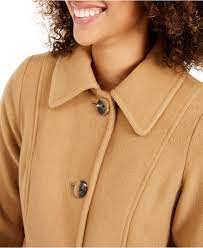 38 from center back to hem. Anne Klein Cashmere Petite Single Breasted Club Collar Coat Created For Macy S In Camel Natural Lyst
