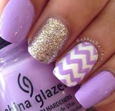 Light Purple With White Chevron Gold Nails Nail Designs Cute Nails Pretty Nails Glue will last longer than a sticker.