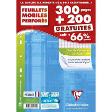 Première et la dernière page vierges; Feuilles De Couleurs Grands Carreaux Cdiscount