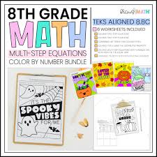 They can be solved by either dividing both sides of the equation by the value or by first distributing the value to the terms inside the parentheses. 8th Grade Math Multi Step Equations Color By Number Fall Bundle 8 8c Kraus Math