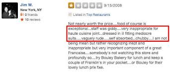 Plus, create a wish list with a wedding or gift registry. 21 Terrible Yelp Reviews Of The Fanciest Restaurants In America