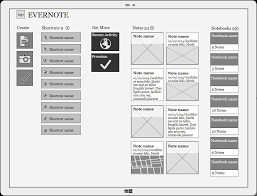 Wireframe Of The Evernote App On The Windows Tablet Landscape Orientation Import For Free Http Mockupbuilder Com Ga App Wireframe Windows Tablet Wireframe