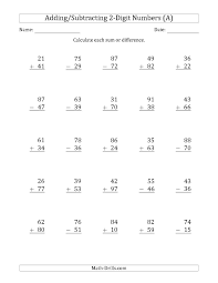 The 2 Digit Plus Minus 2 Digit Addition And Subtraction With Some Regrouping Math Fact Worksheets Addition With Regrouping Worksheets Math Addition Worksheets
