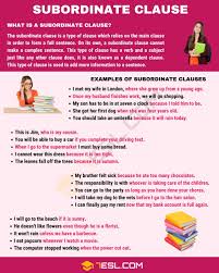 Subordinate Clause Examples And Definition Of Subordinate Clauses Learn English Vocabulary English Writing Skills English Phrases