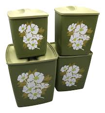 Choose from contactless same day delivery household essentials kitchen & dining holiday shop home sports & outdoors luggage target 3. Vintage 70 S Avocado Green With Floral Design Kitchen Canisters Set Of 4 Chairish
