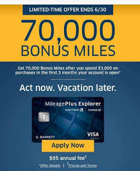 Earn 60,000 bonus miles after you spend $3,000 on purchases in the chase has several card types depending on your needs. 70 000 Mile Welcome Offer On United Explorer Card Is Live Targeted