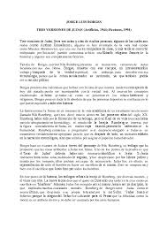 Resumen acerca del libro de borges, jorge luis. Pdf Jorge Luis Borges Tres Versiones De Judas Analisis Cemile Maden Academia Edu