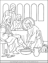 Have you read about jesus' gourmet meals?! Jesus Washing The Apostles Feet Coloring Page Thecatholickid Com