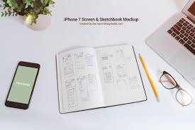 Download Free Sketchbook Iphone 7 Mockup Psd