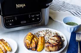 Grill, air crisp, bake, roast, and dehydrate. Grilled Cuban Pork Chops And Plantains Ninja Foodi Grill Delicious Little Bites