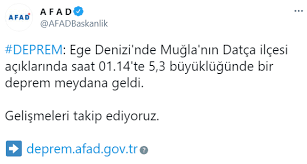 Datça açıklarında 4.3 büyüklüğünde deprem: Sloisvja7muhxm