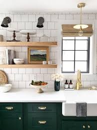 I Love The Cabinet Color Benjamin Moore S Forest Green I Also Like The Unusual Cabinet Hardware Dark Green Kitchen Green Kitchen Cabinets Kitchen Interior