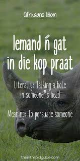 Iemand N Gat In Die Kop Praat Afrikaans Afrikaanse Quotes Idioms