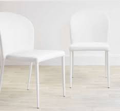 Santo Stackable White Faux Leather Dining Chair Set Of 2 Faux Leather Dining Chairs Dining Chairs Fully Upholstered Dining Chair