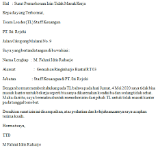 2.2 contoh surat izin sekolah karena urusan keluarga. Contoh Surat Izin Tidak Masuk Kerja Untuk Karyawan Swasta Fahmifebi