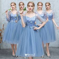 Achat robe de demoiselle d honneur femme robe bleu à prix discount. Abordable Ocean Bleu Transparentes Robe Demoiselle D Honneur 2019 Princesse Appliques En Dentelle The Longueur Volants