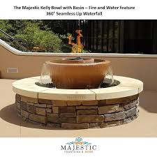 The Majestic Kelly Bowl and Basin 360 spill in GFRC Outdoor Fire and Water Feature Fountain