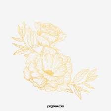 hand drawn golden line flower green leaf plant flower core png transparent clipart image and psd file for free download flower png images line flower flower backgrounds